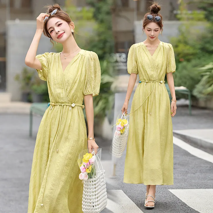 现货25夏装中国风新款腰缠万贯显瘦气质连衣裙子2D044-P150