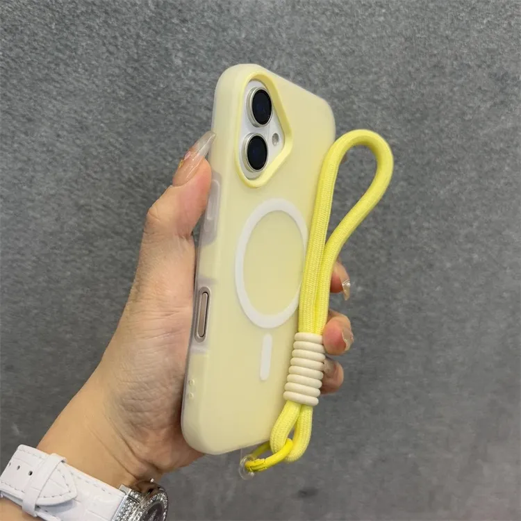 磨砂肤感果冻磁吸适用苹果16手机壳15promax男iPhone13手绳14女款