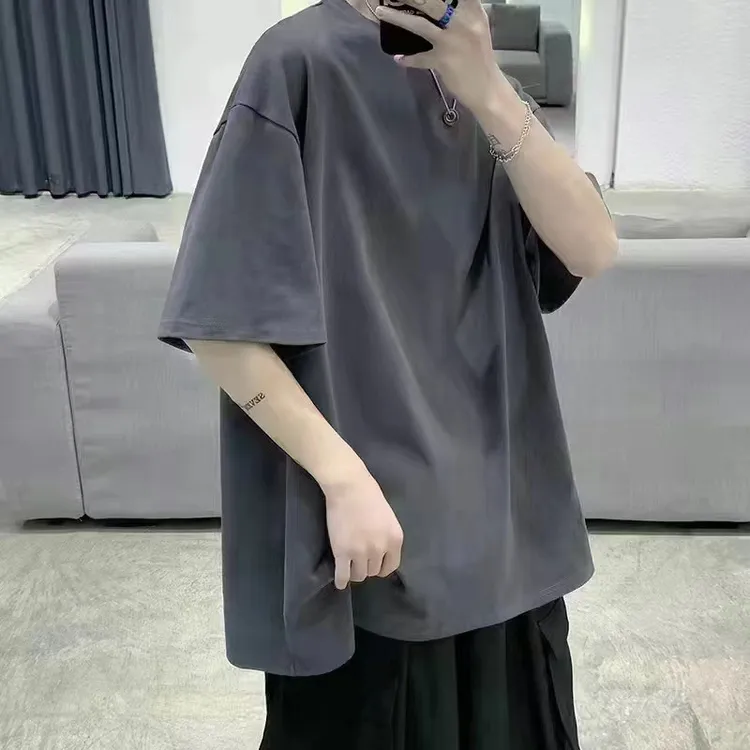 大码情侣T恤高中生男孩子短袖短袖夏季韩版ins简约休闲港风