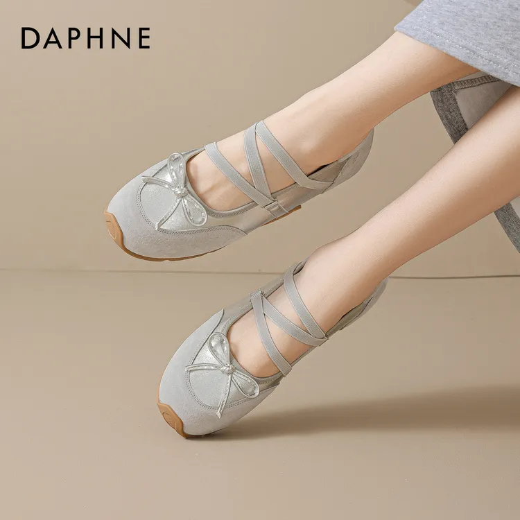 达芙妮运动芭蕾玛丽珍鞋女2026新款春季内增高银色德训鞋晚晚单鞋