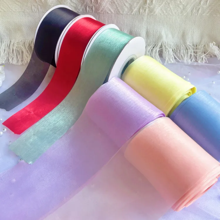 玖阁家《拍3送1》4厘米/8厘米25/50码流光纱织带发饰头饰蝴蝶结配件