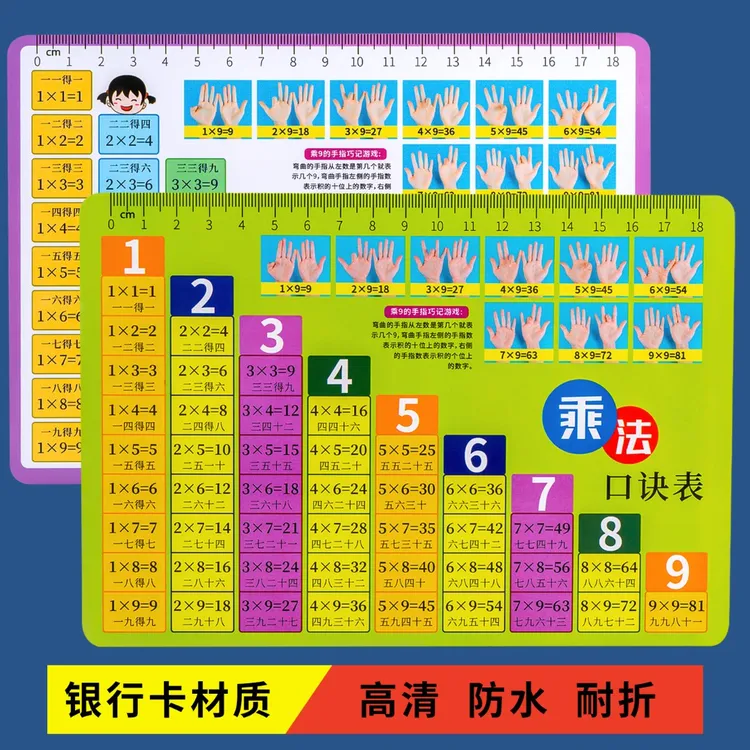 九九乘法口诀表卡片99乘法表口算卡二年级小学生数学全套除法随身