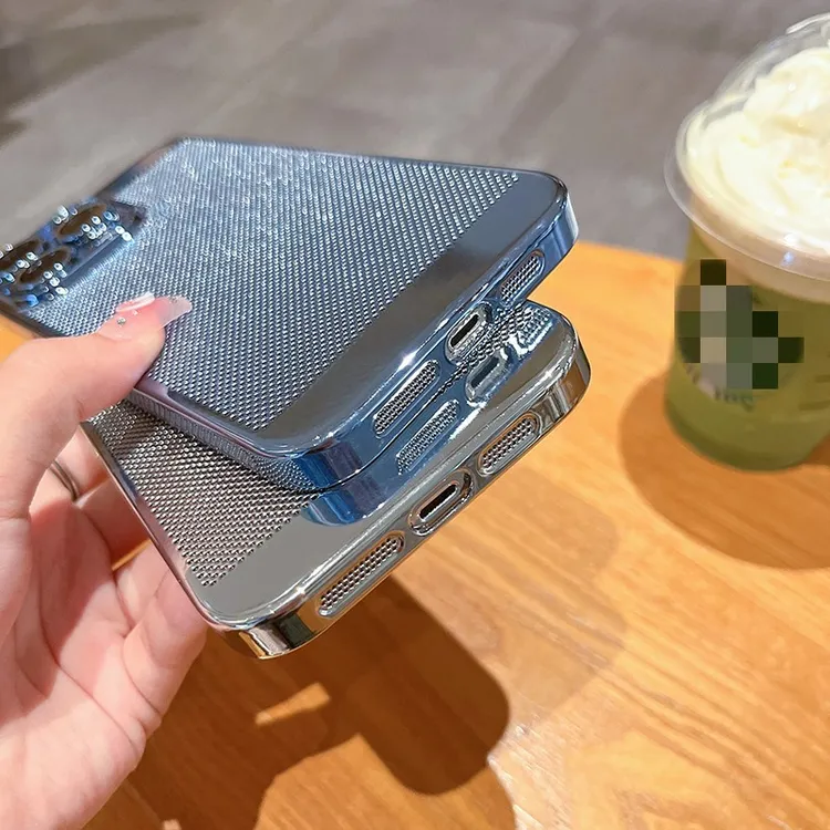 电镀散热壳新款iPhone16手机壳镜头膜苹果13Pro透气网孔保护套15