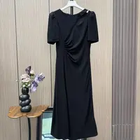 CL1031 显瘦长裙套头夏季气质连衣裙设计师法式短袖