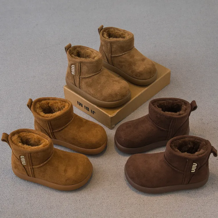 儿童雪地靴2025冬季新款男童鞋子女童靴子加绒加厚勃肯冬靴大棉鞋