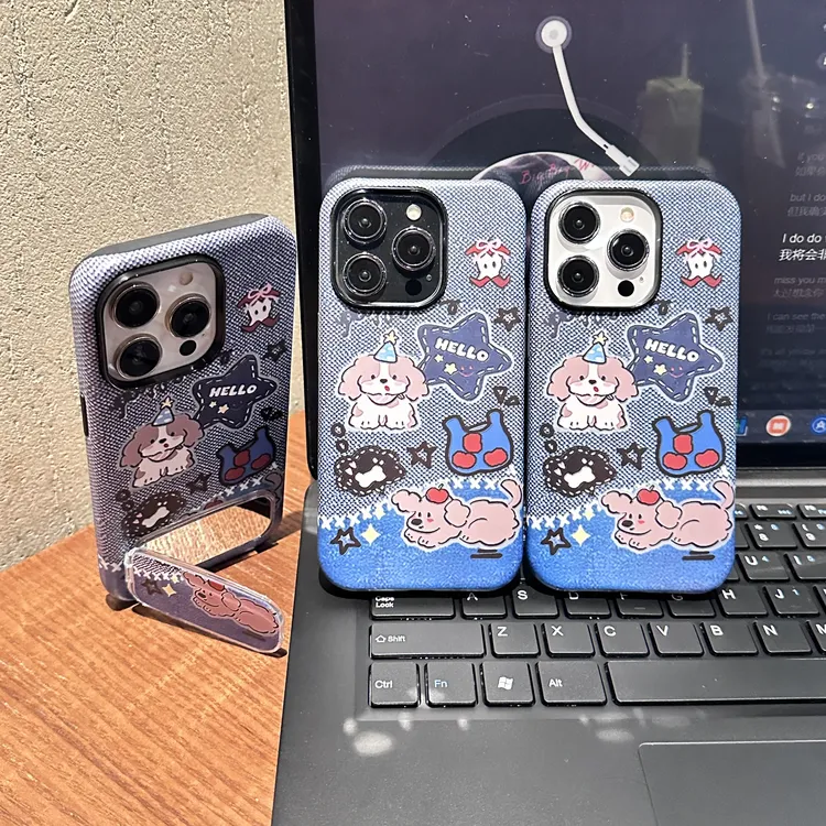 可爱小狗菲林二合一适用苹果华为VIVOOPPO小米手机壳16PRO/15防摔