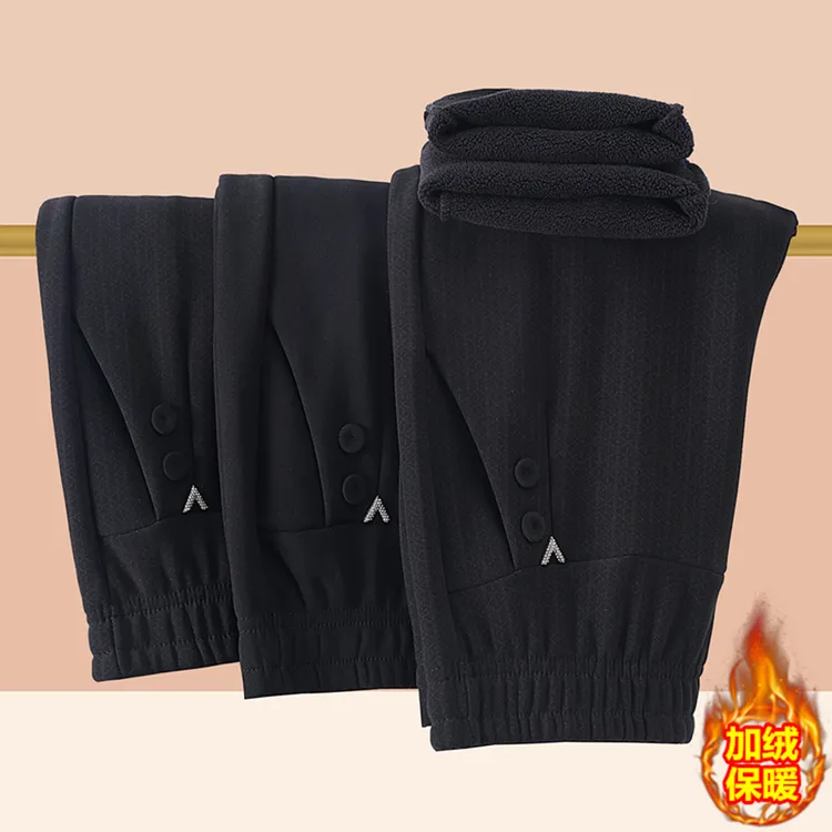 妈妈装秋冬装直筒弹力休闲裤中老年人冬装保暖小脚裤奶奶装长裤女