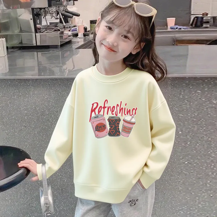 女童长袖卫衣2025春秋新款儿童圆领套头上衣小女孩卡通加绒超好看