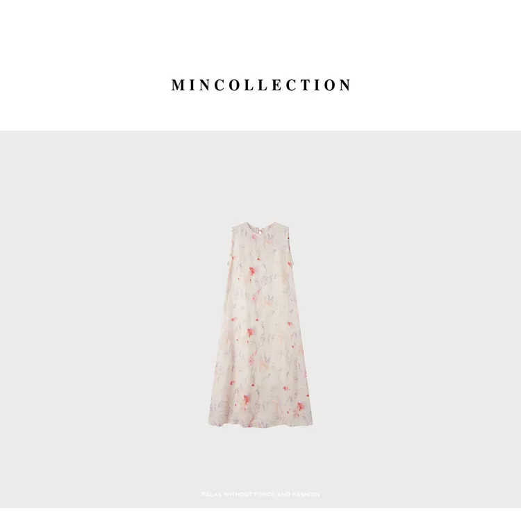 DE Mincollection花卉背心裙/法式重工晕染花卉全亚麻连衣裙40250