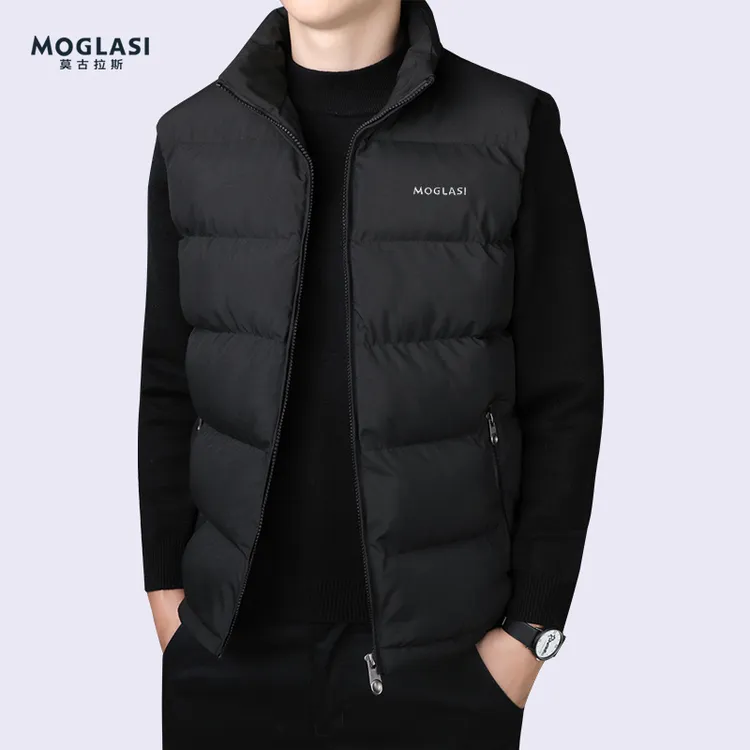 MOGLASI棉马甲男冬季新款中年时尚休闲宽松大码立领坎肩外套保暖
