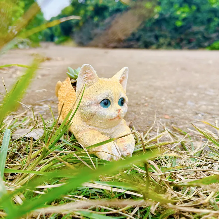 创意花盆仿真猫咪树脂摆件可做花盆多用装饰摆件玩具礼品