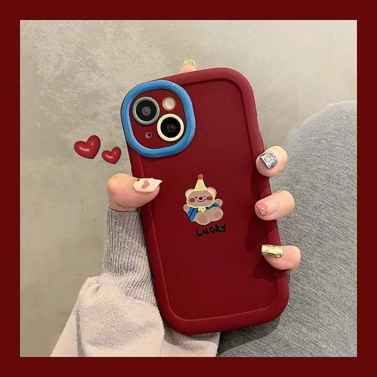 SMBLCE幸运帽子小熊适用iphone16/15pro苹果泡芙14p手机壳13/12套