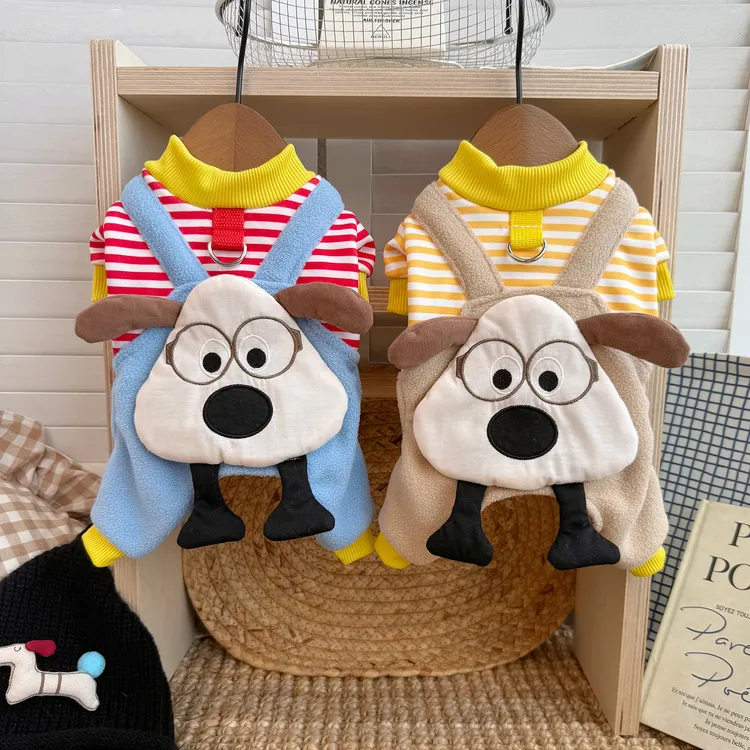 原创秋冬装狗狗四脚衣服宠物猫咪衣服小中型幼犬加厚加绒保暖睡衣