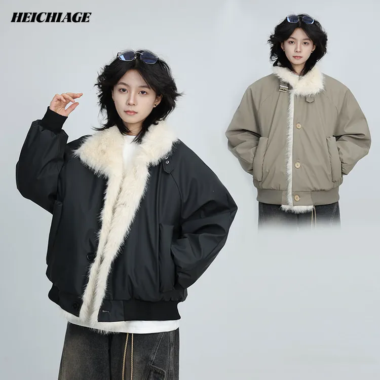 美式冬季2025毛领保暖男女夹克外套棉服男宽松百搭