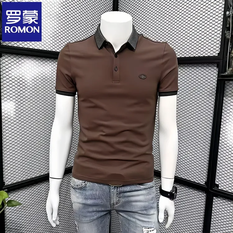Romon/罗蒙夏季短袖T恤男翻领时尚半袖潮流痞帅POLO衫韩版半截袖t