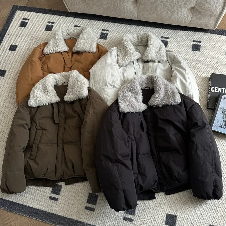 【米可家】【冬日暖阳】90白鸭绒大翻领加厚派克羽绒服2506