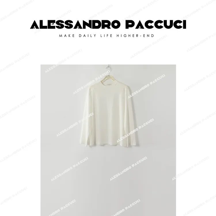 AP洛哥42037TT天丝&绵羊毛圆领纯色刚需男友风百搭休闲长袖T恤