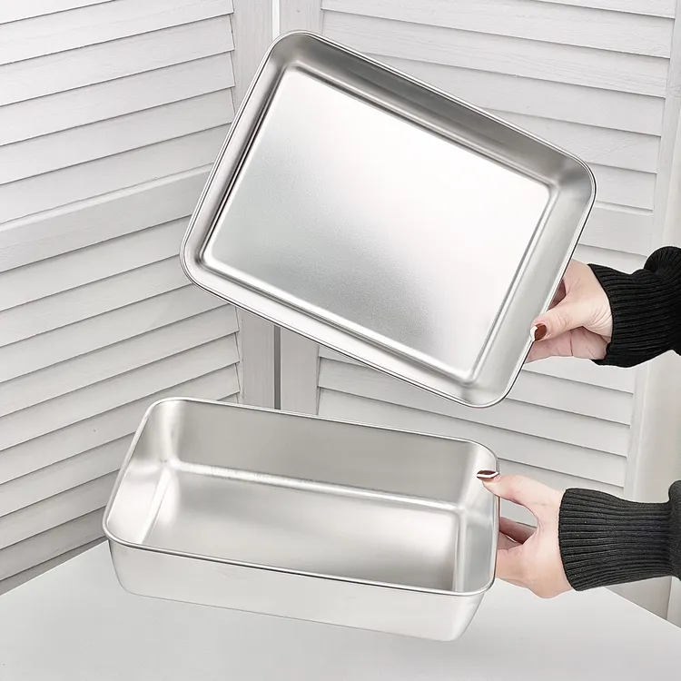 嘉点304不锈钢备菜盘家用火锅配菜托盘长方形保鲜盒料理大号餐盘