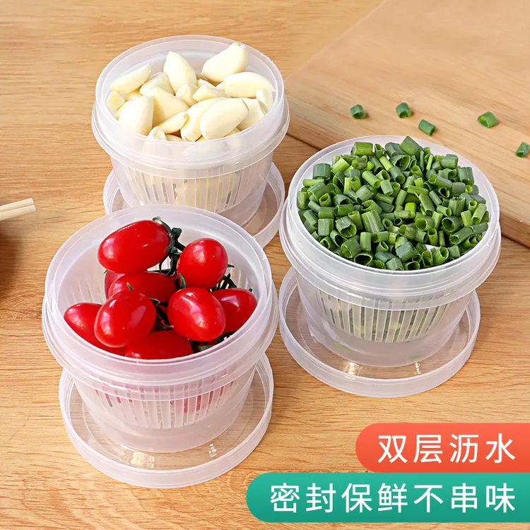 新疆包邮哥厨房葱姜蒜收纳盒透明冰箱葱花保鲜盒备菜密封家用盒子