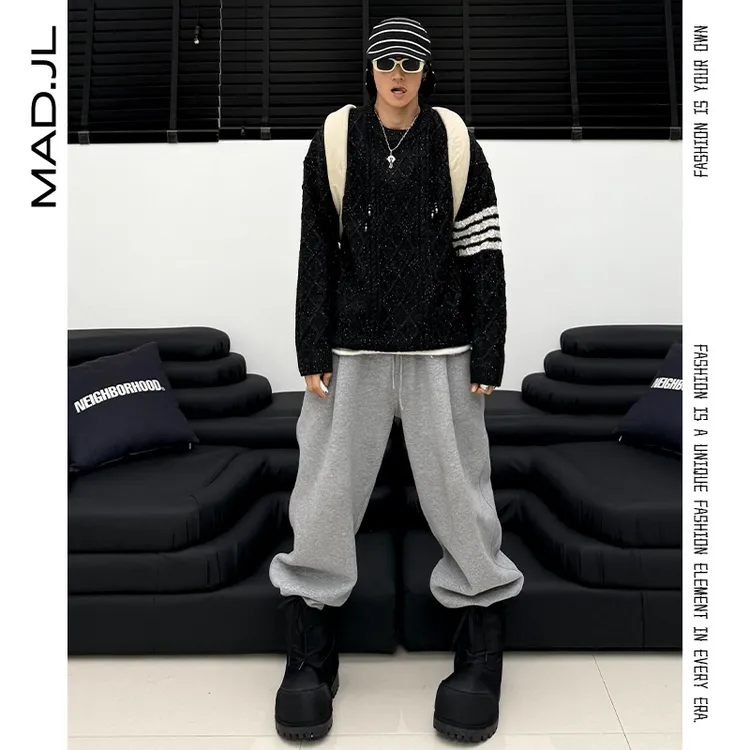 Mad秋冬重工【TB羊毛混纺】花纱针织+绞花提花工艺阔版松弛感毛衣