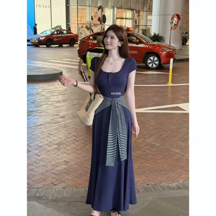 【萌萌家定制】秋季女装套装洋气爆款显瘦心头爱藏蓝色瘦两件套A422