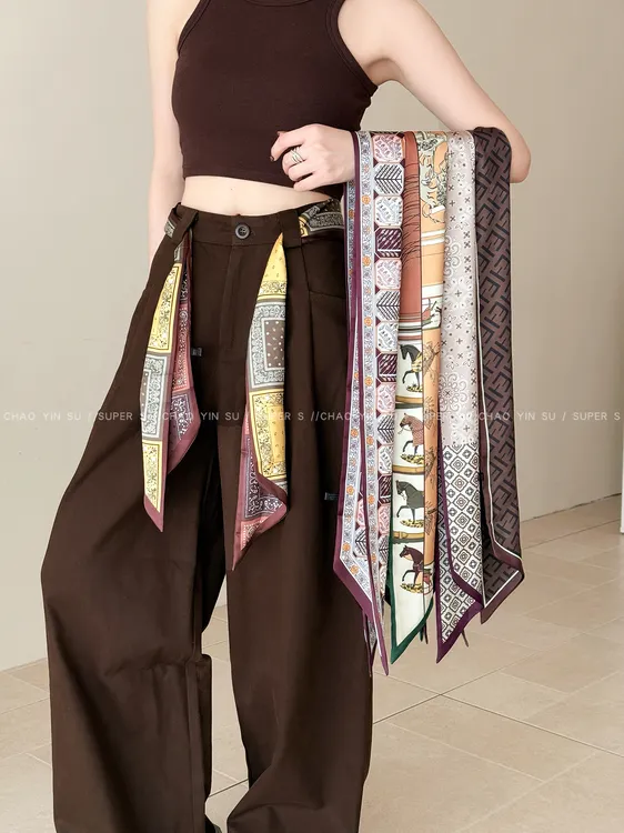 腰果花长条飘带丝巾腰链女秋冬复古高级感护颈小众气质腰带配饰品