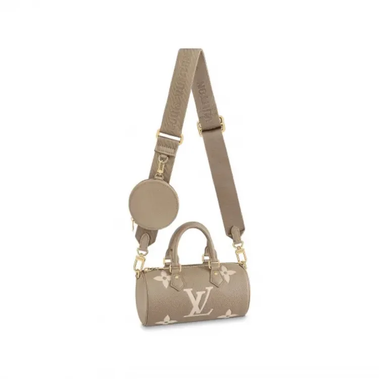 99新 LouisVuitton/路易威登 大象灰巴比龙圆筒包芯片未使用