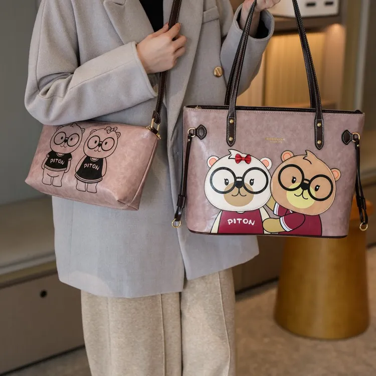 北包包新款百搭原创小熊卡通子母包托特包大容量单肩手提女士通勤