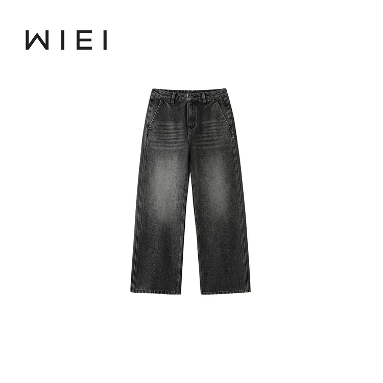 《WI EI》废土牛仔*高支棉茧型解构式 猫须纹理牛仔裤5C0278