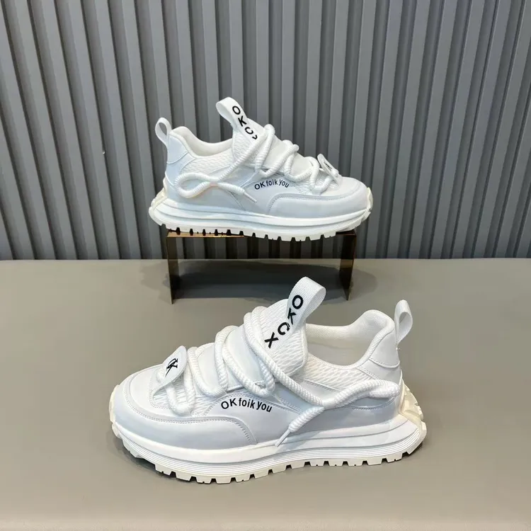 男鞋2025新款潮流拼色厚底休闲运动鞋网面系带小众百搭男生潮鞋