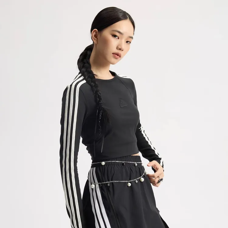 adidas阿迪达斯官方休闲修身圆领长袖T恤女装秋季轻运动JN0755