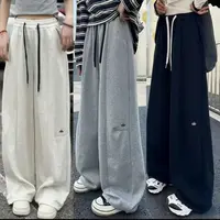 娟儿家秋冬加绒季新款高腰刺绣显瘦百搭休闲直筒裤脚口抽绳两穿款