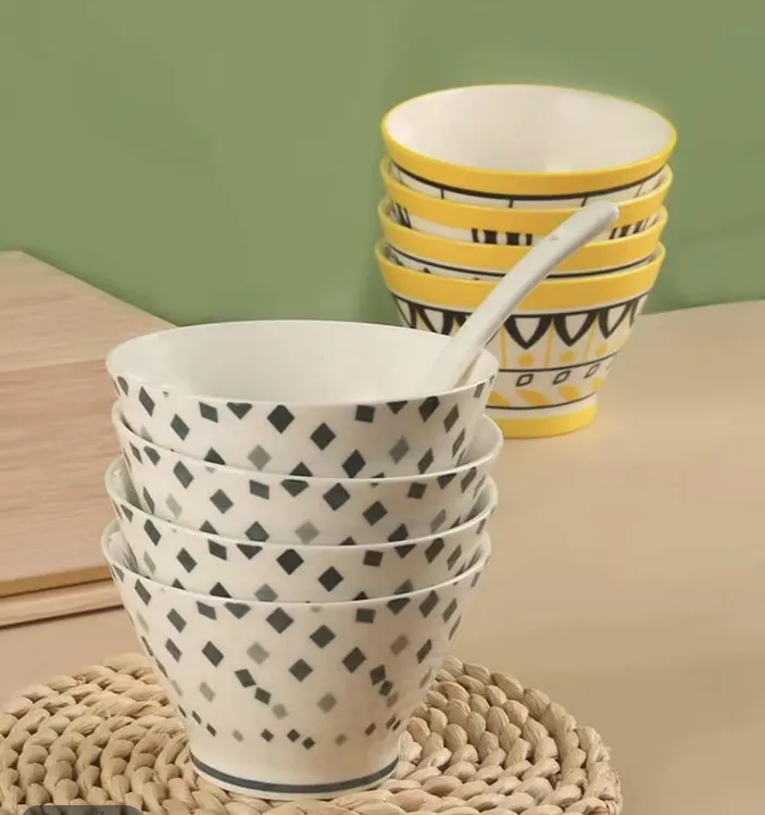 【夏依木生活用品店推荐】新疆包邮现代风彩绘碗沙拉碗瓷碗吃饭碗