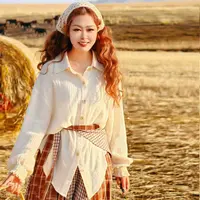 【董艺旅行穿搭】傲慢与偏见·纯棉衬衣田园长袖衬衣文艺女青年必备