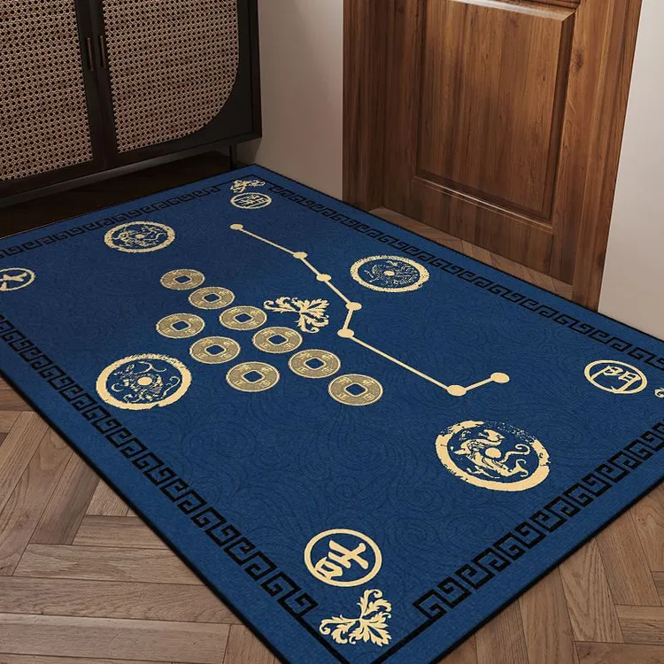 七星九运蓝色地垫缺水开运门垫进门防滑脚垫入户门垫中式玄关地毯