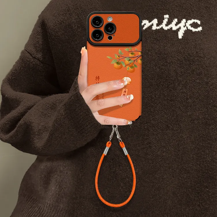 柿柿如意适用苹果17华为VIVO/OPPO小米iPhone16PRO视窗贴皮手机壳