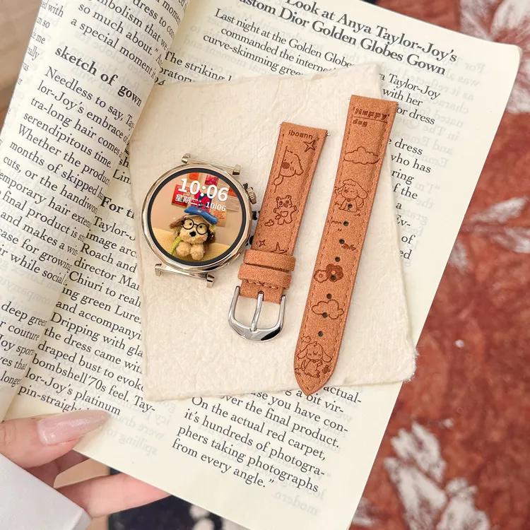 〔开心小狗〕适用于华为gt6/gt5表带gt4手表绒面皮gt65pro手腕带