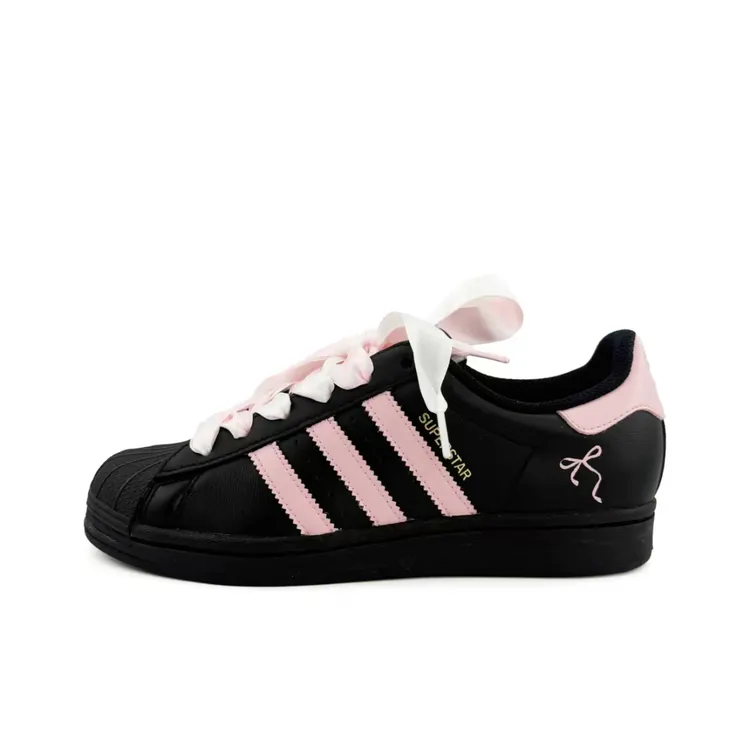 【定制球鞋】 adidas originals Superstar 2时尚百搭经典黑粉板鞋