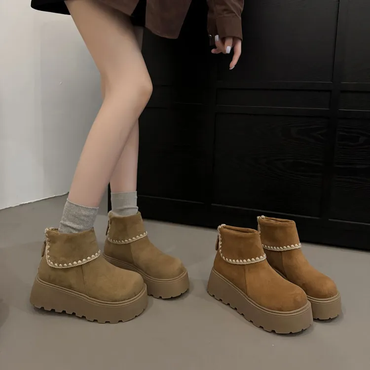 复古绒面勃肯短靴女2025秋季新款百搭英伦风厚底增高显瘦马丁靴子