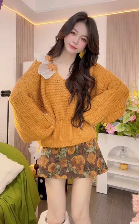 【山茶小蛮腰】女毛针织衫秋冬秋季百搭宽松韩版套头设计感温柔毛衣