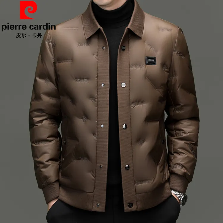皮尔卡丹正品翻领短款羽绒服男士2025新款爆款时尚休闲秋冬季外套