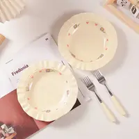 【草帽盘2个装】奶油风紫藤花陶瓷餐盘早餐盘菜盘盘釉下彩菜碟圆盘