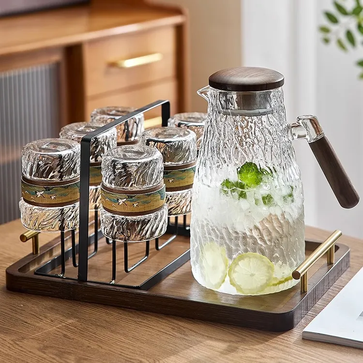 中式高颜值玻璃水杯套装待客家用泡茶杯咖啡杯具水壶家庭喝水杯子