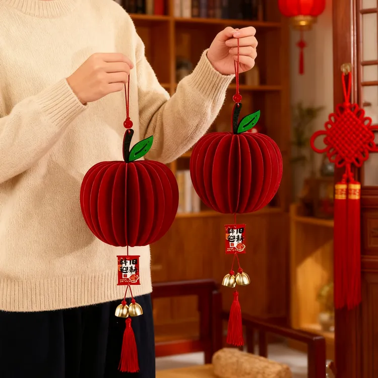 新款苹果小灯笼挂饰室内贺年装饰品氛围布置品玄关乔迁搬家挂件