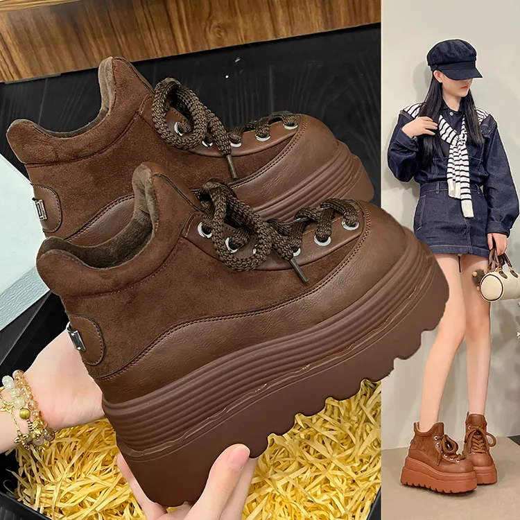 加绒勃肯鞋8cm增高女鞋2025新款爆款冬季厚底松糕小个子乐福鞋女