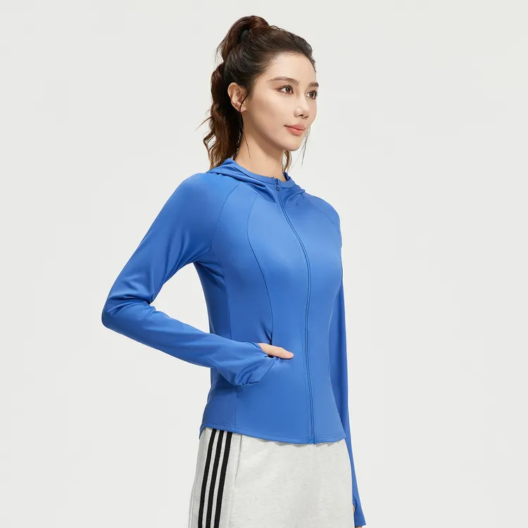 聚衣堂秋冬款口袋连帽紧身健身瑜伽服外
