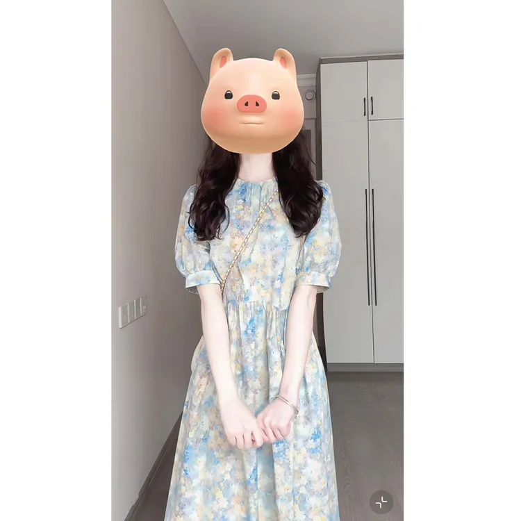 大码【绮梦流光】韩系高级感碎花油画风连衣裙夏季新款宽松显瘦裙子