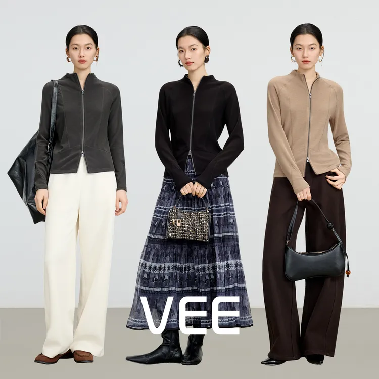 VEE【暖壳外套】 山羊绒修身显瘦外套女2025新款叠穿内搭打底上衣女