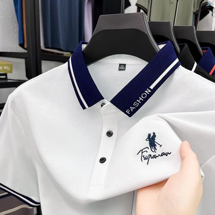夏款潮流时尚男士短袖POLO衫棉质透气T恤刺绣上衣男装