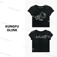 【黑色现现】【珍珠kitty薄款】T8530天丝亚麻流行短袖T恤休闲上衣